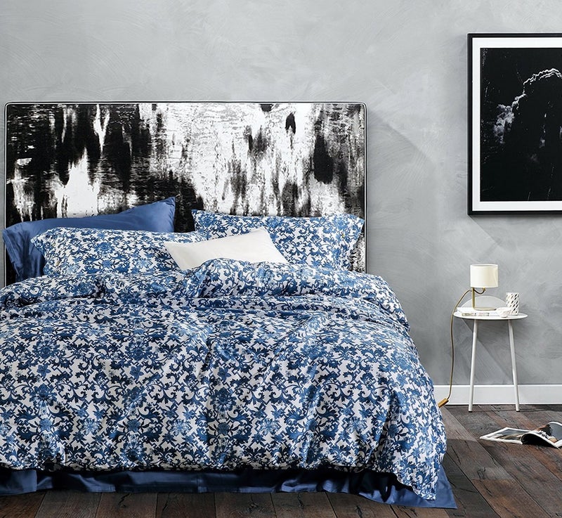 Eikei Luxury Duvet Cover Vintage Portuguese Tiles Multicolored Azulejos Medallion Denim Blue Pattern 3 Piece Cotton Bedding Set (King, Pottery Navy) - Image 3